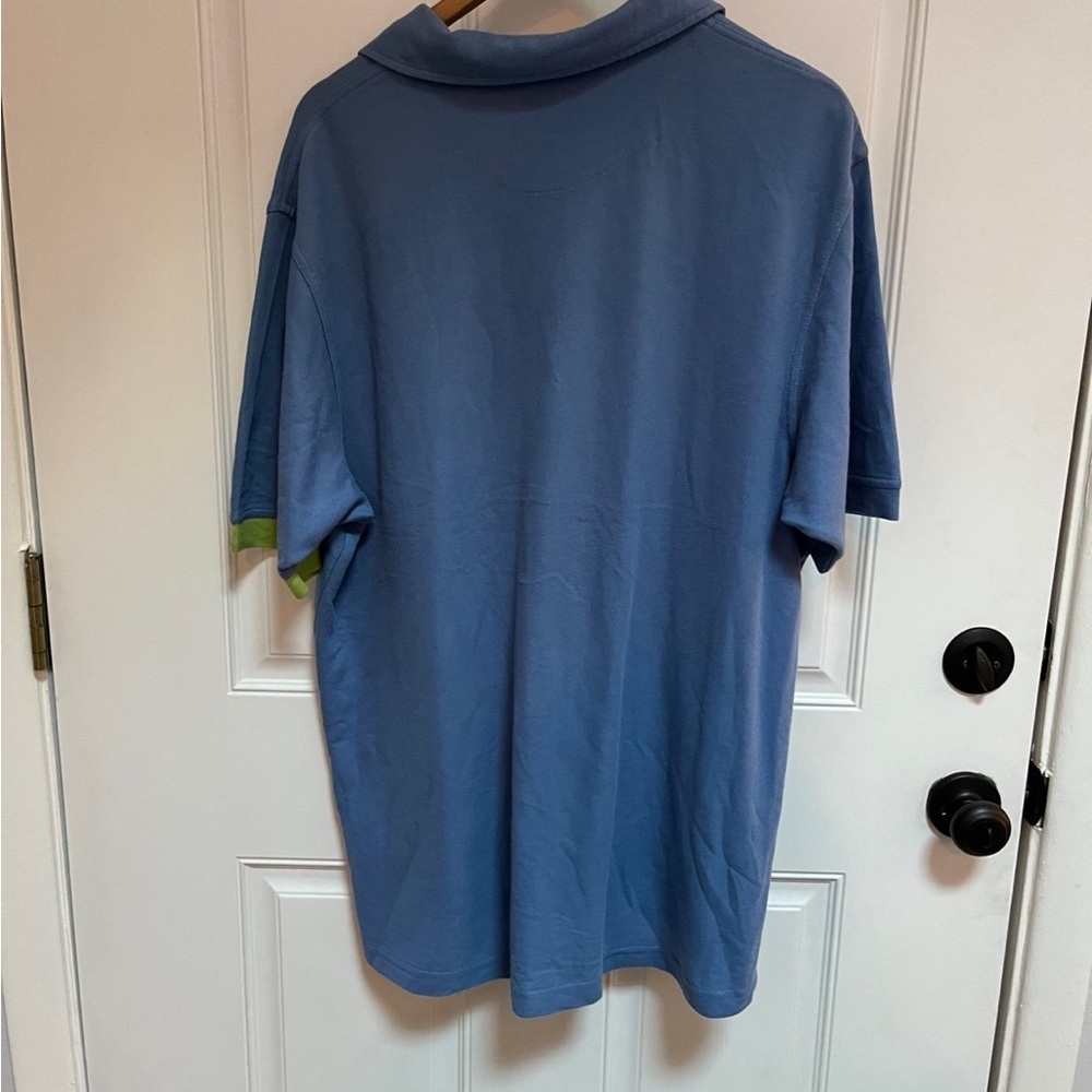 Fila blue and green color block sleeve polo size large - Picture 4 of 4